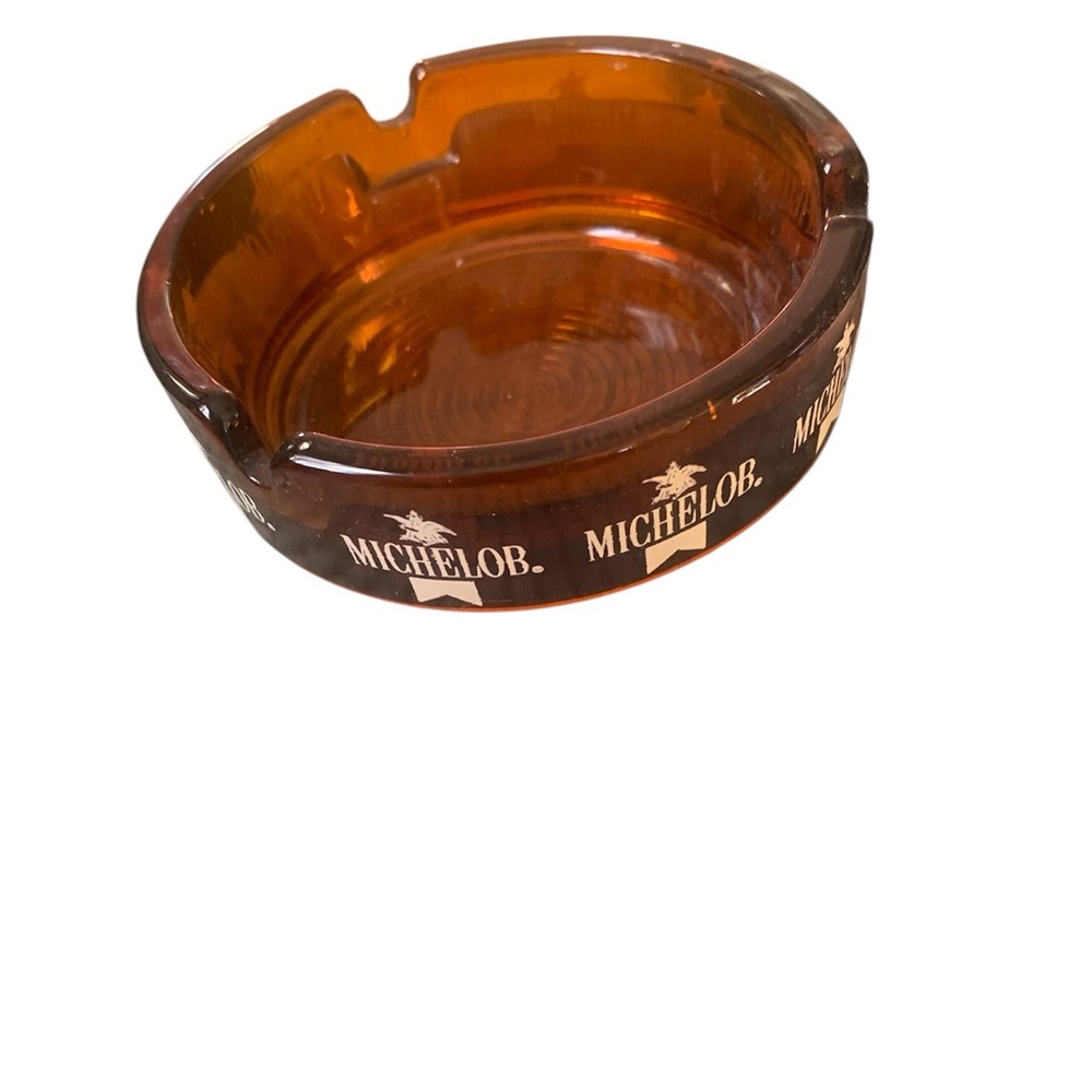 vintage amber glass ashtray advertising‎ Michelob beer EUC no cracks 1970’s
